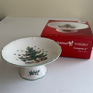 Happy Holidays NIKKO Compote, 6”